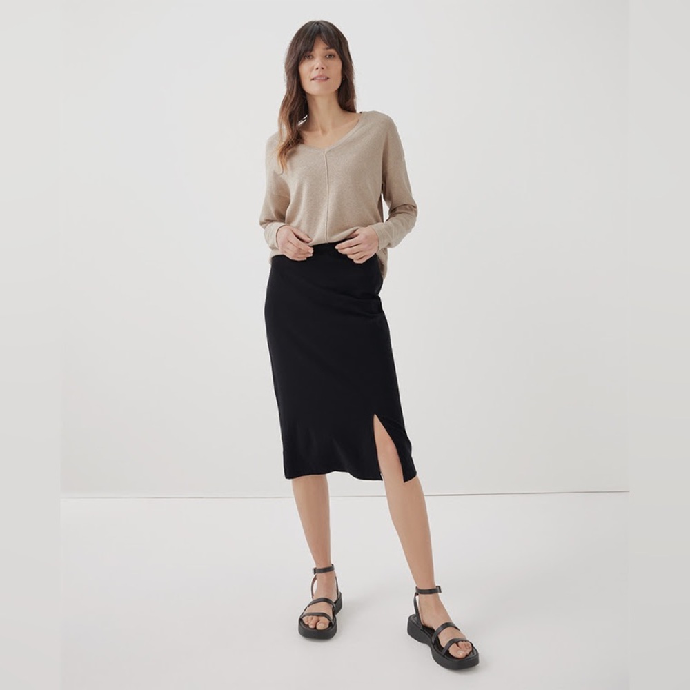 Pact BLACK Midi Pencil Skirt with Slit